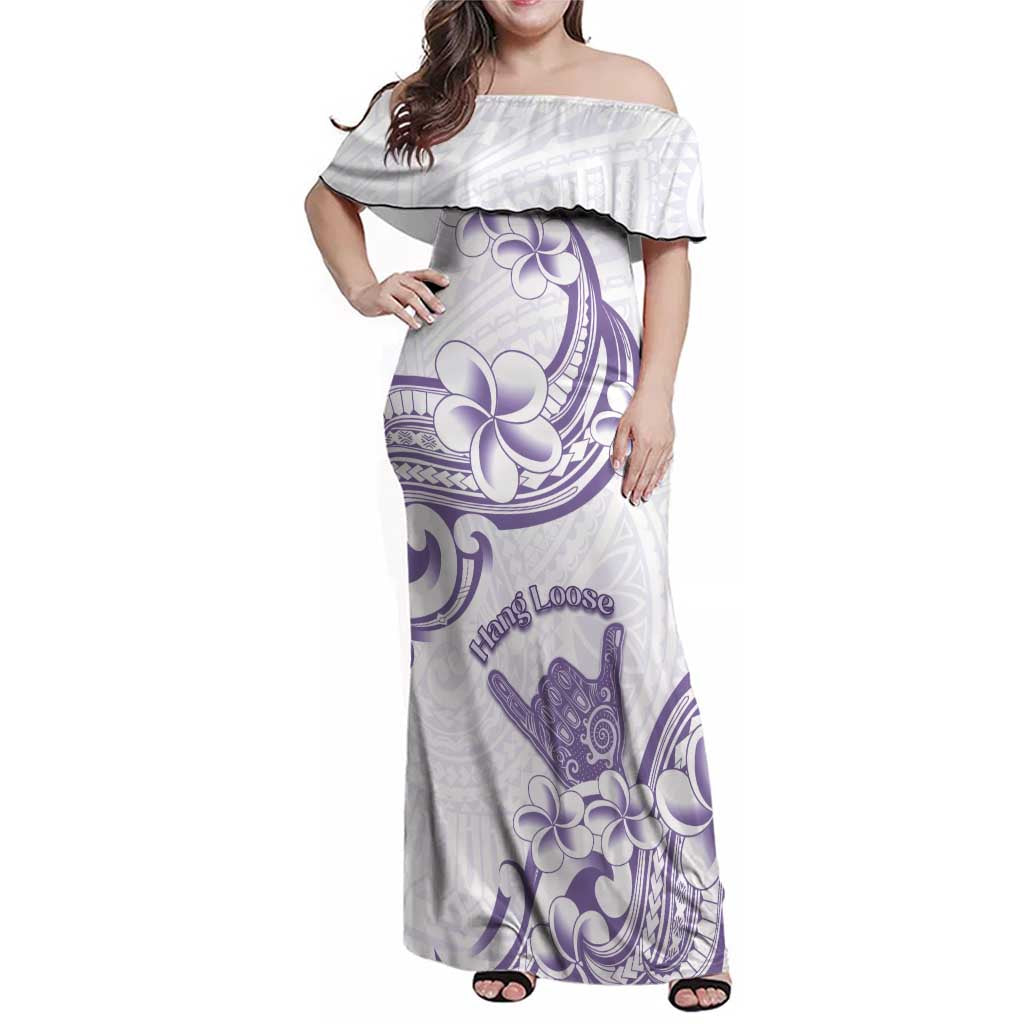 Aloha Hawaii Shaka Family Matching Off Shoulder Maxi Dress and Hawaiian Shirt Hang Loose Purple Version - Polynesian Pride