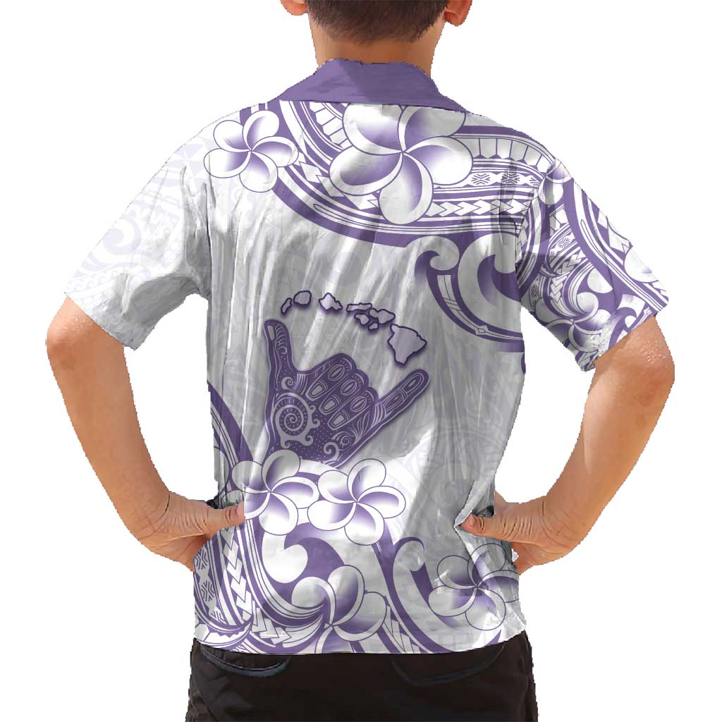 Aloha Hawaii Shaka Family Matching Puletasi and Hawaiian Shirt Hang Loose Purple Version - Polynesian Pride