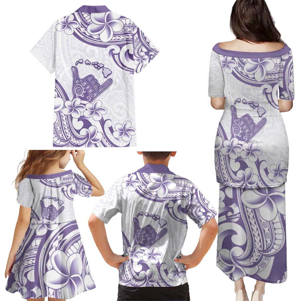 Aloha Hawaii Shaka Family Matching Puletasi and Hawaiian Shirt Hang Loose Purple Version - Polynesian Pride