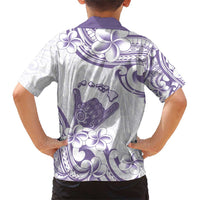 Aloha Hawaii Shaka Family Matching Short Sleeve Bodycon Dress and Hawaiian Shirt Hang Loose Purple Version - Polynesian Pride