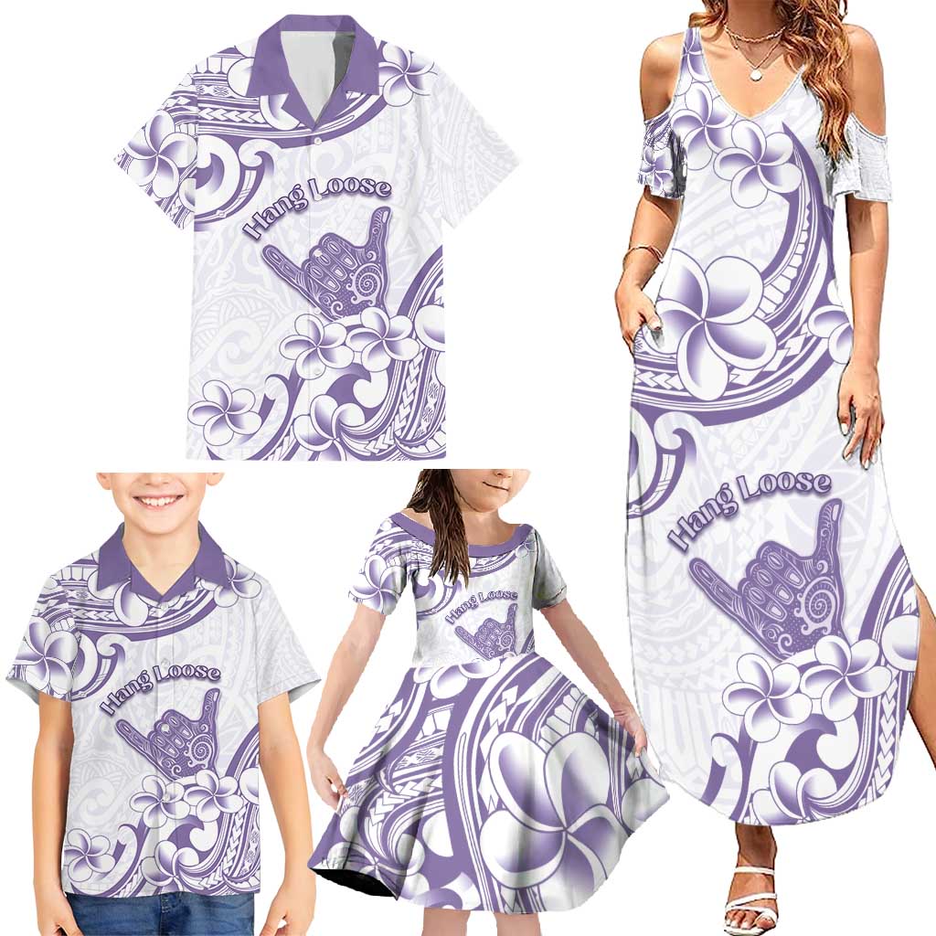Aloha Hawaii Shaka Family Matching Summer Maxi Dress and Hawaiian Shirt Hang Loose Purple Version - Polynesian Pride
