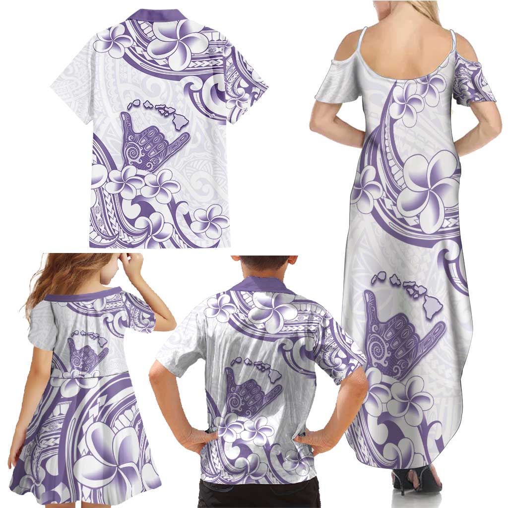 Aloha Hawaii Shaka Family Matching Summer Maxi Dress and Hawaiian Shirt Hang Loose Purple Version - Polynesian Pride