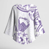 Aloha Hawaii Shaka Kimono Sleeve Blouse Hang Loose Purple Version - Polynesian Pride