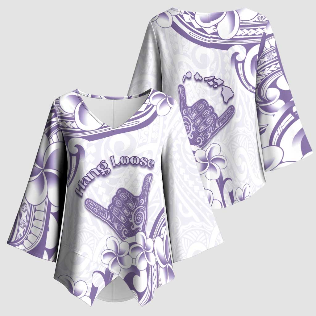 Aloha Hawaii Shaka Kimono Sleeve Blouse Hang Loose Purple Version - Polynesian Pride