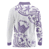 Aloha Hawaii Shaka Long Sleeve Polo Shirt Hang Loose Purple Version - Polynesian Pride