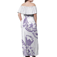 Aloha Hawaii Shaka Off Shoulder Maxi Dress Hang Loose Purple Version - Polynesian Pride