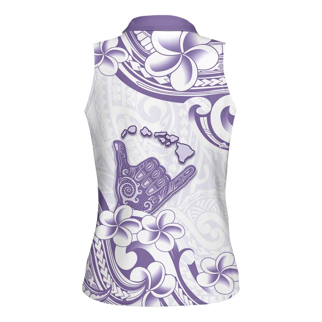 Aloha Hawaii Shaka Women Sleeveless Polo Shirt Hang Loose Purple Version - Polynesian Pride