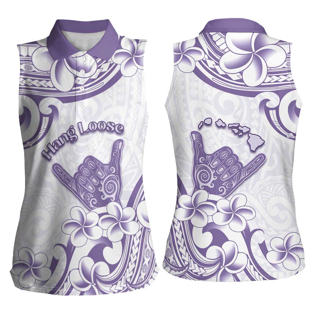 Aloha Hawaii Shaka Women Sleeveless Polo Shirt Hang Loose Purple Version - Polynesian Pride