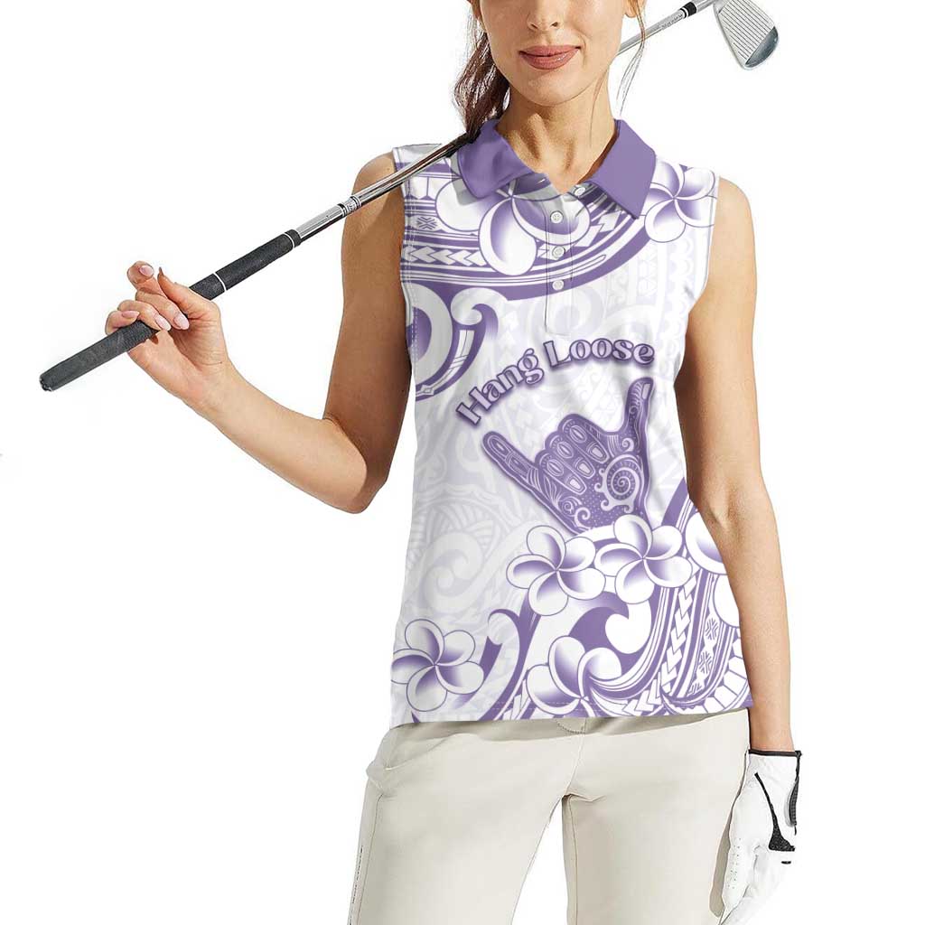 Aloha Hawaii Shaka Women Sleeveless Polo Shirt Hang Loose Purple Version - Polynesian Pride