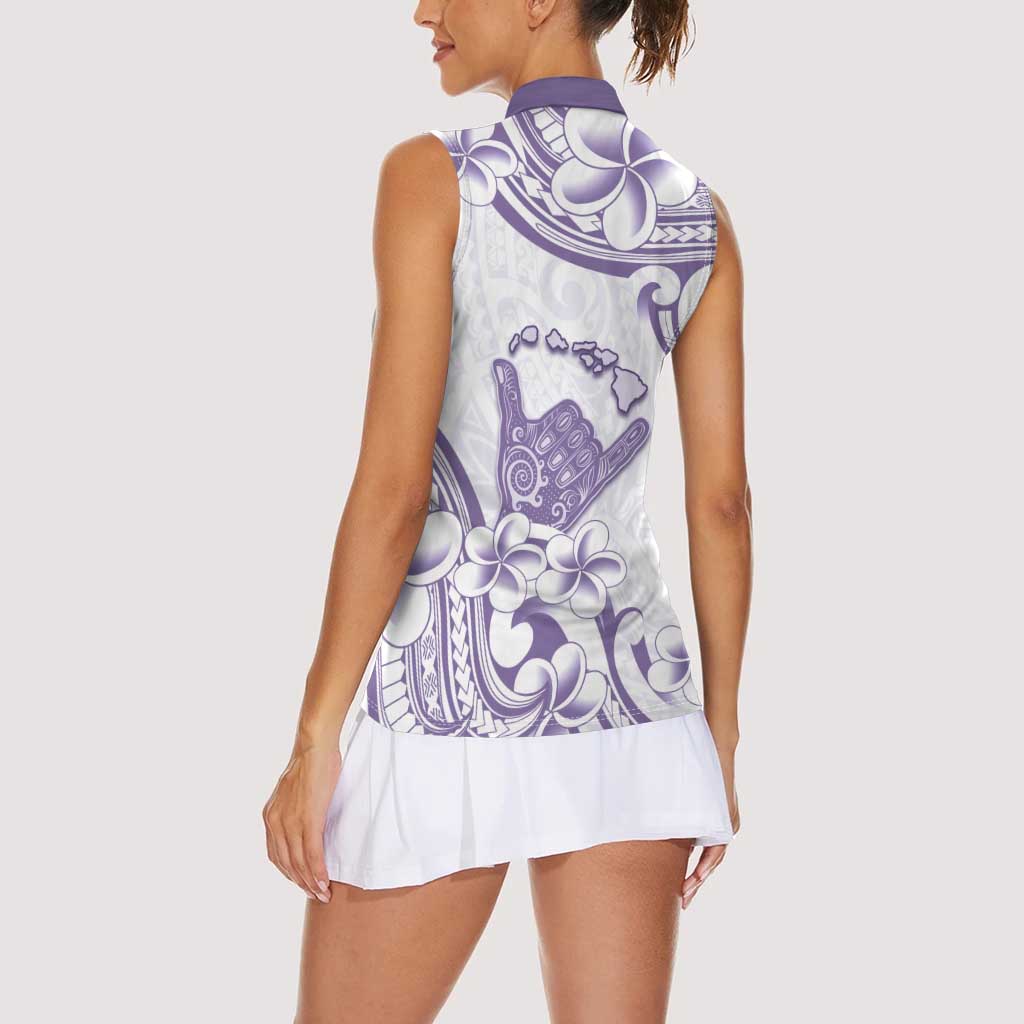 Aloha Hawaii Shaka Women Sleeveless Polo Shirt Hang Loose Purple Version - Polynesian Pride