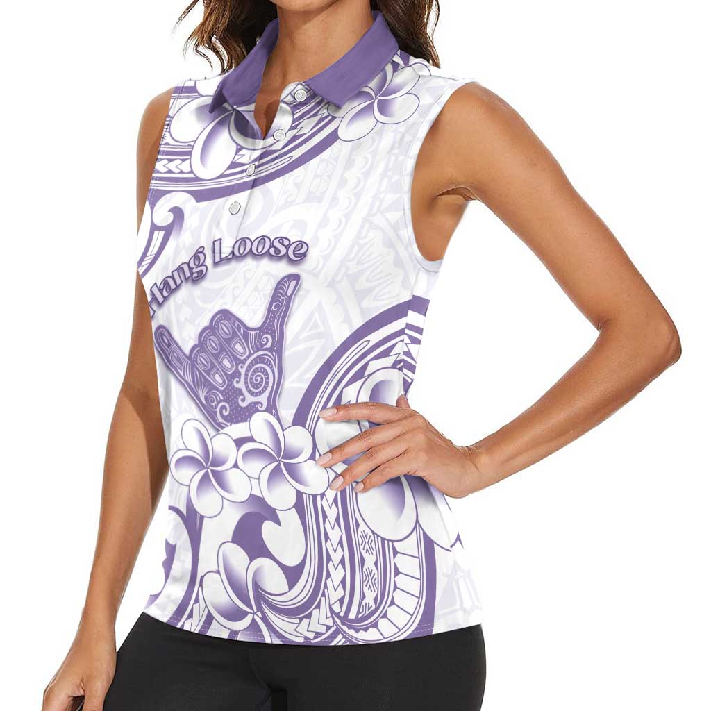 Aloha Hawaii Shaka Women Sleeveless Polo Shirt Hang Loose Purple Version - Polynesian Pride