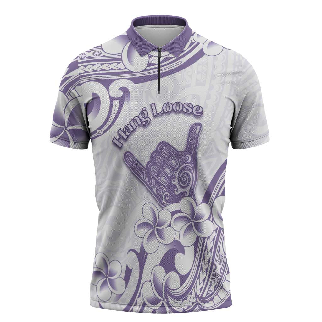 Aloha Hawaii Shaka Zipper Polo Shirt Hang Loose Purple Version - Polynesian Pride