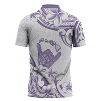 Aloha Hawaii Shaka Zipper Polo Shirt Hang Loose Purple Version - Polynesian Pride