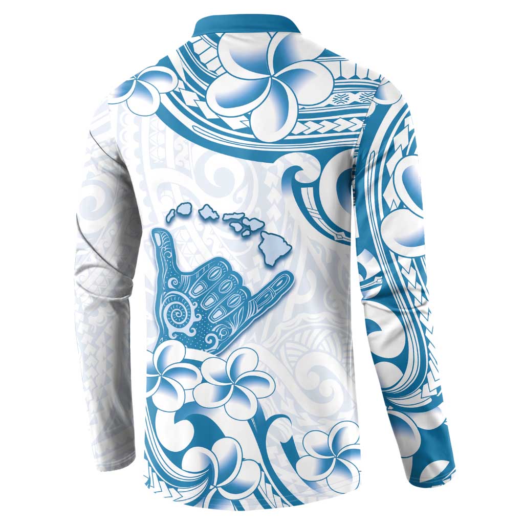 Aloha Hawaii Shaka Button Sweatshirt Hang Loose Blue Version - Polynesian Pride