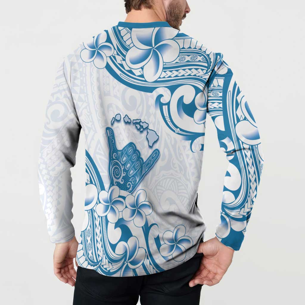 Aloha Hawaii Shaka Button Sweatshirt Hang Loose Blue Version - Polynesian Pride