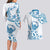 Aloha Hawaii Shaka Couples Matching Long Sleeve Bodycon Dress and Hawaiian Shirt Hang Loose Blue Version - Polynesian Pride