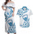 Aloha Hawaii Shaka Couples Matching Off Shoulder Maxi Dress and Hawaiian Shirt Hang Loose Blue Version - Polynesian Pride