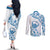 Aloha Hawaii Shaka Couples Matching Off The Shoulder Long Sleeve Dress and Long Sleeve Button Shirt Hang Loose Blue Version - Polynesian Pride