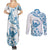 Aloha Hawaii Shaka Couples Matching Summer Maxi Dress and Long Sleeve Button Shirt Hang Loose Blue Version - Polynesian Pride