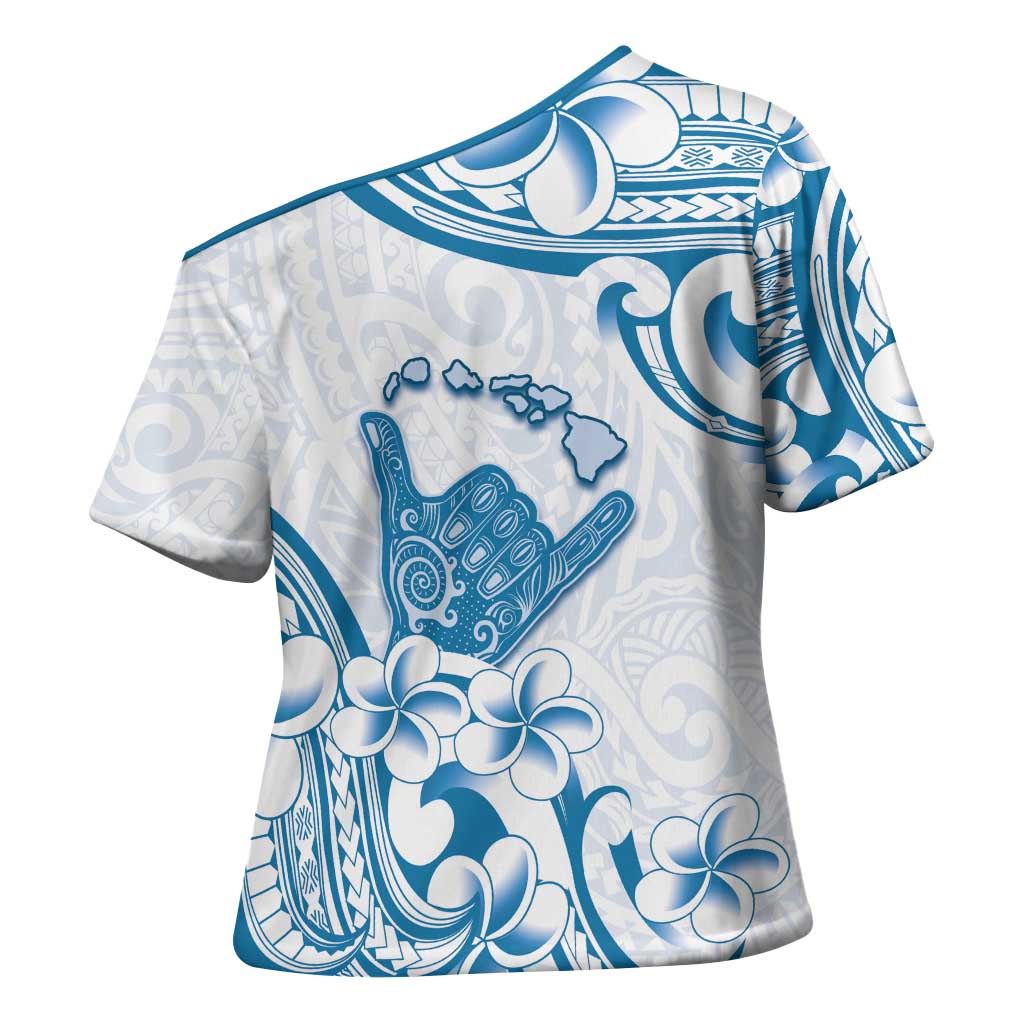 Aloha Hawaii Shaka Cross Shoulder Shirt Hang Loose Blue Version - Polynesian Pride