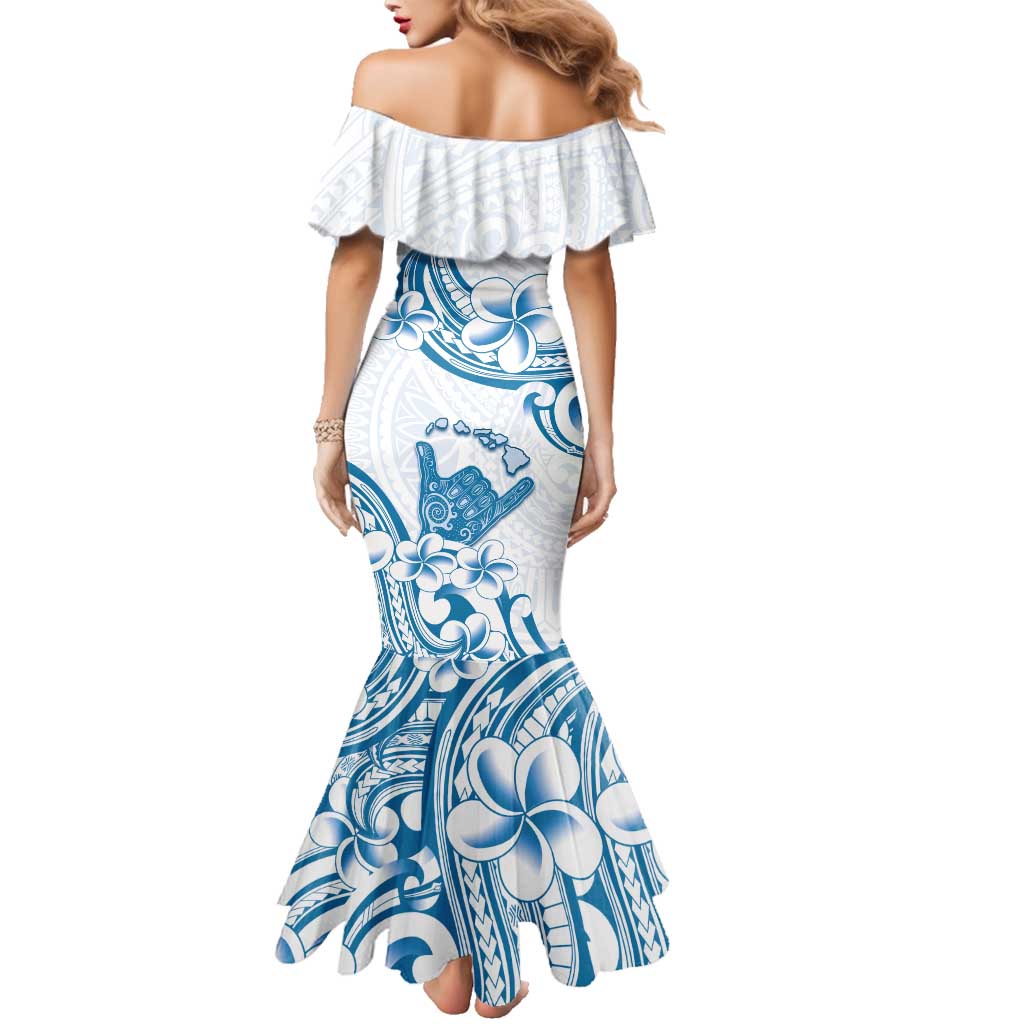 Aloha Hawaii Shaka Family Matching Mermaid Dress and Hawaiian Shirt Hang Loose Blue Version - Polynesian Pride