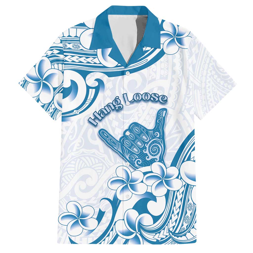 Aloha Hawaii Shaka Family Matching Short Sleeve Bodycon Dress and Hawaiian Shirt Hang Loose Blue Version - Polynesian Pride