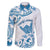 Aloha Hawaii Shaka Family Matching Short Sleeve Bodycon Dress and Hawaiian Shirt Hang Loose Blue Version - Polynesian Pride