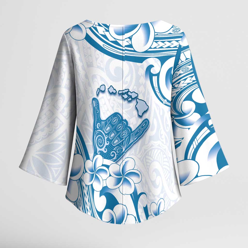 Aloha Hawaii Shaka Kimono Sleeve Blouse Hang Loose Blue Version - Polynesian Pride