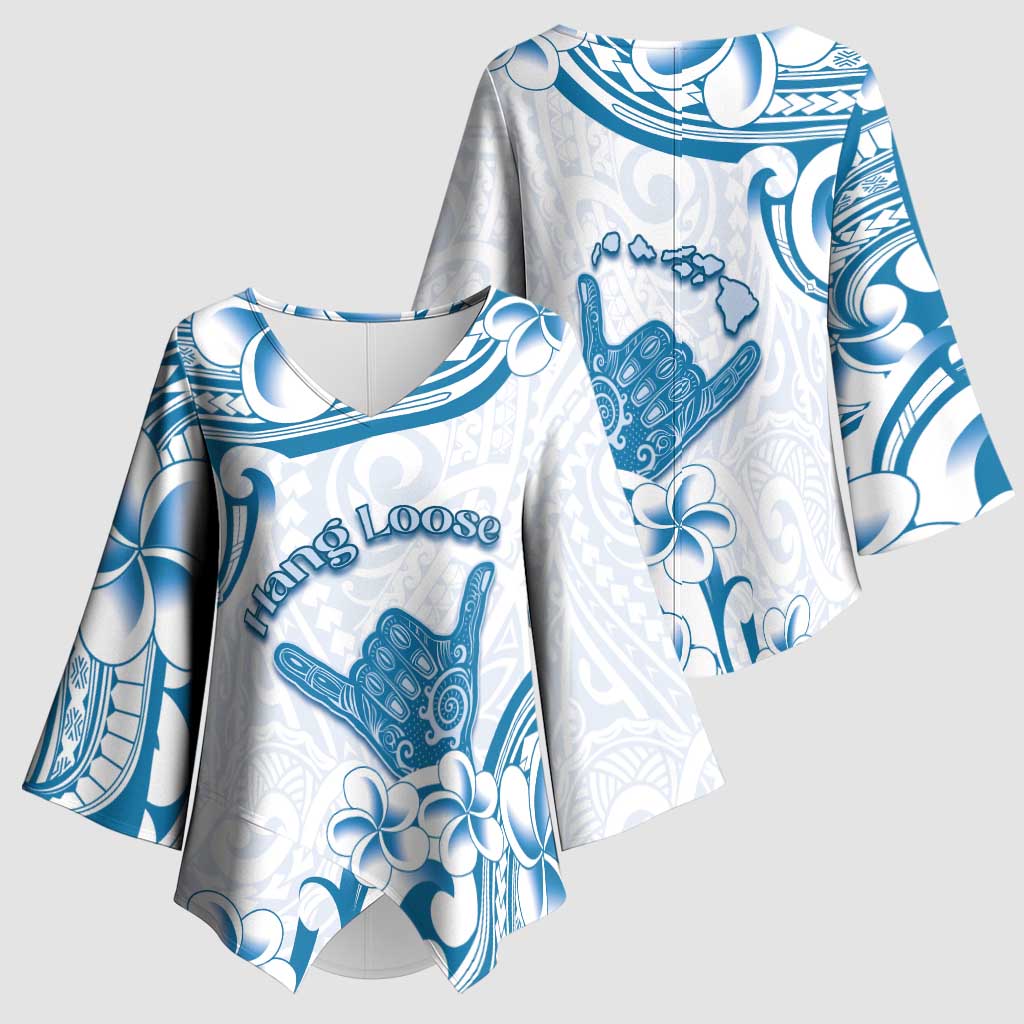 Aloha Hawaii Shaka Kimono Sleeve Blouse Hang Loose Blue Version - Polynesian Pride