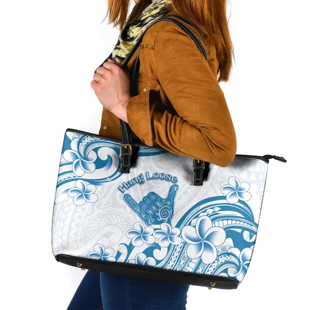 Aloha Hawaii Shaka Leather Tote Bag Hang Loose Blue Version DT05 Blue - Polynesian Pride