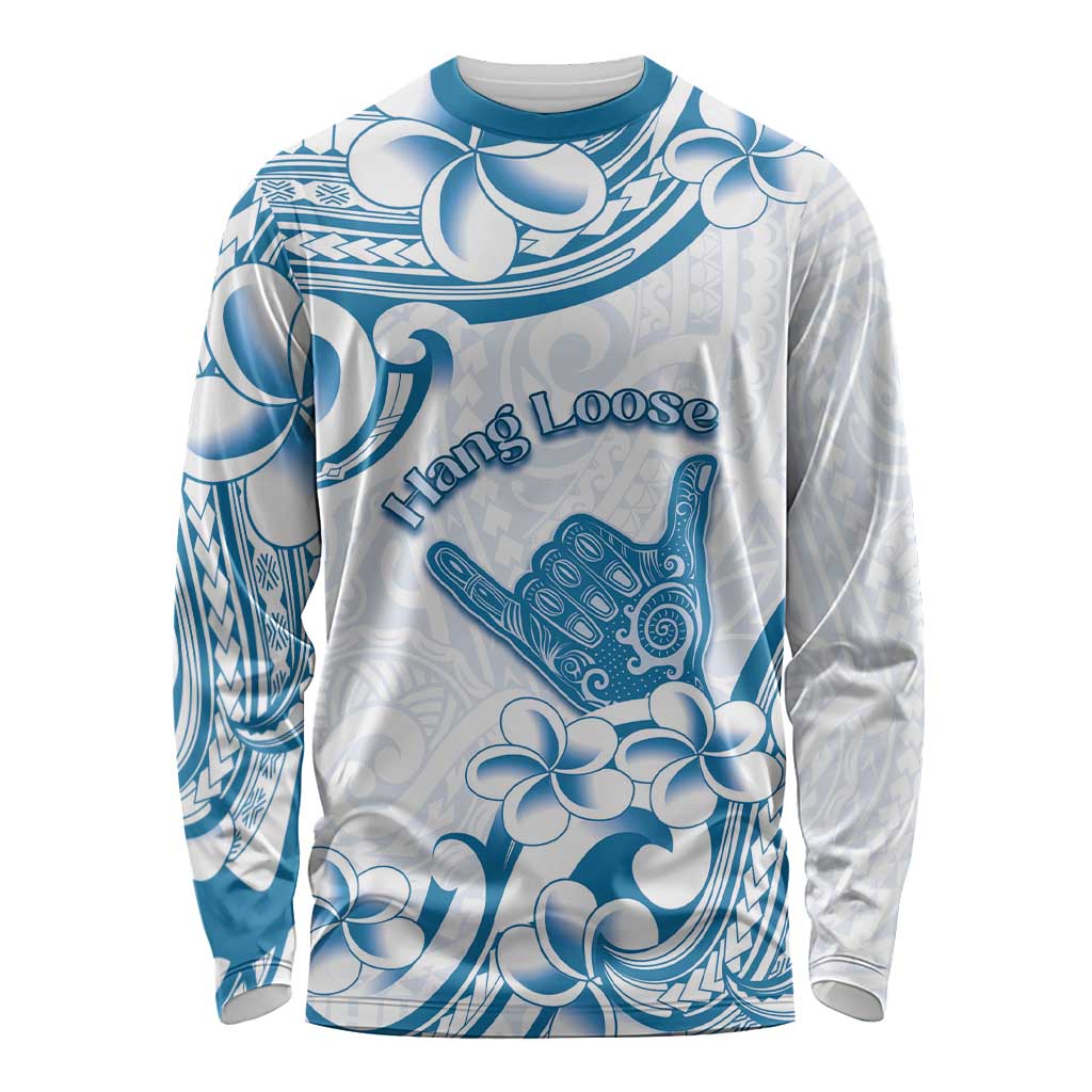 Aloha Hawaii Shaka Long Sleeve Shirt Hang Loose Blue Version - Polynesian Pride
