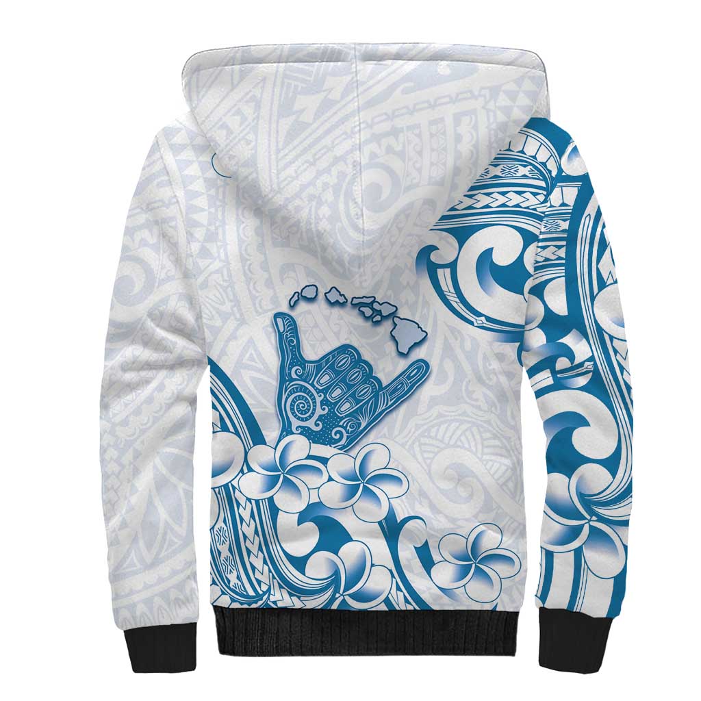Aloha Hawaii Shaka Sherpa Hoodie Hang Loose Blue Version DT05 - Polynesian Pride
