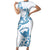 Aloha Hawaii Shaka Short Sleeve Bodycon Dress Hang Loose Blue Version - Polynesian Pride