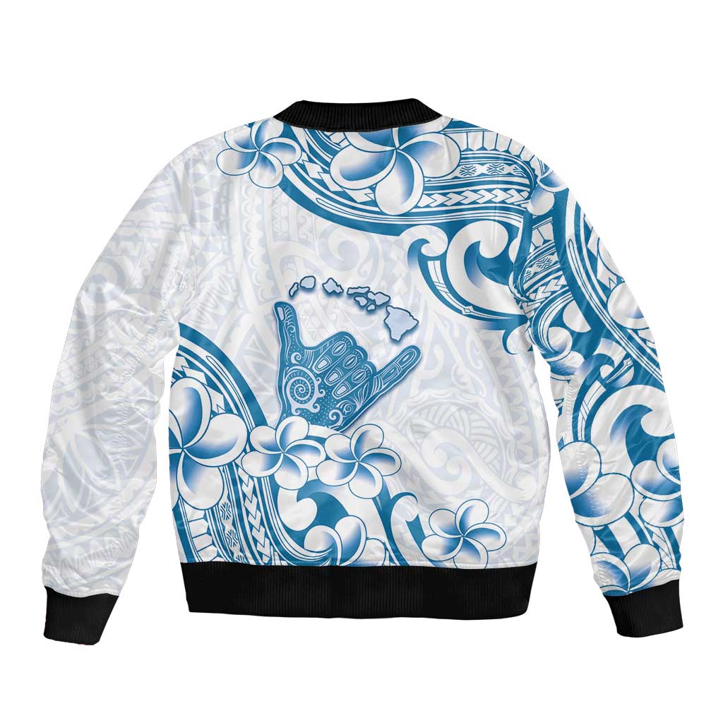 Aloha Hawaii Shaka Sleeve Zip Bomber Jacket Hang Loose Blue Version DT05 - Polynesian Pride