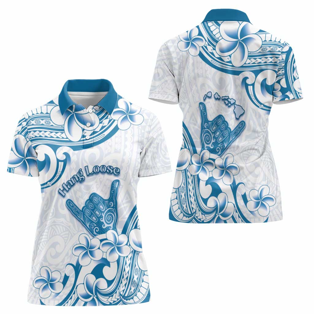 Aloha Hawaii Shaka Women Polo Shirt Hang Loose Blue Version - Polynesian Pride