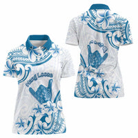 Aloha Hawaii Shaka Women Polo Shirt Hang Loose Blue Version - Polynesian Pride