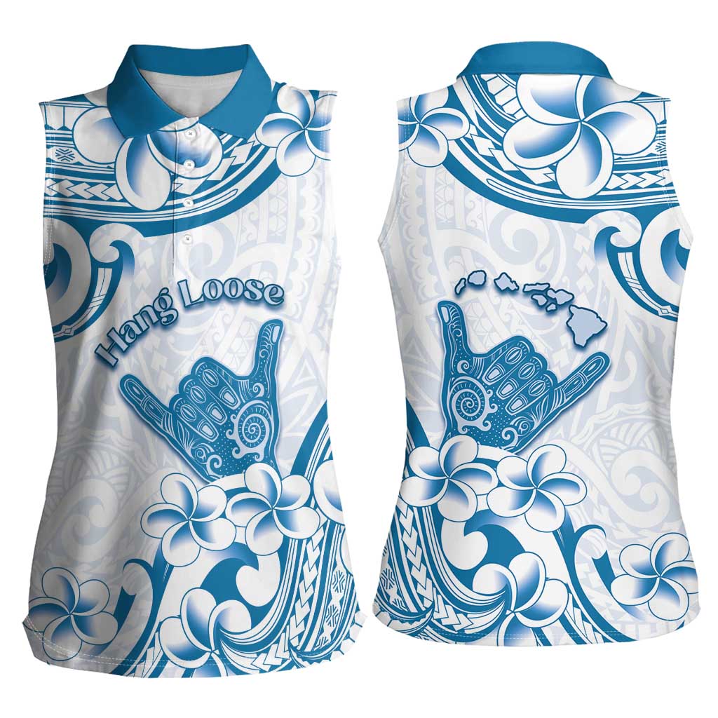 Aloha Hawaii Shaka Women Sleeveless Polo Shirt Hang Loose Blue Version - Polynesian Pride