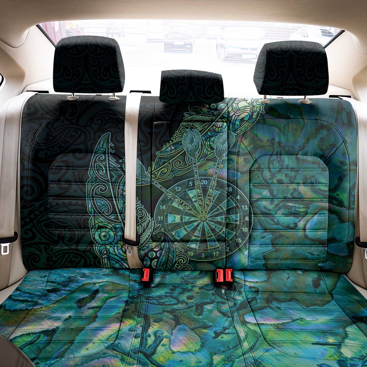 New Zealand Dart Back Car Seat Cover Maori Fern With Paua Shell DT05 - Polynesian Pride