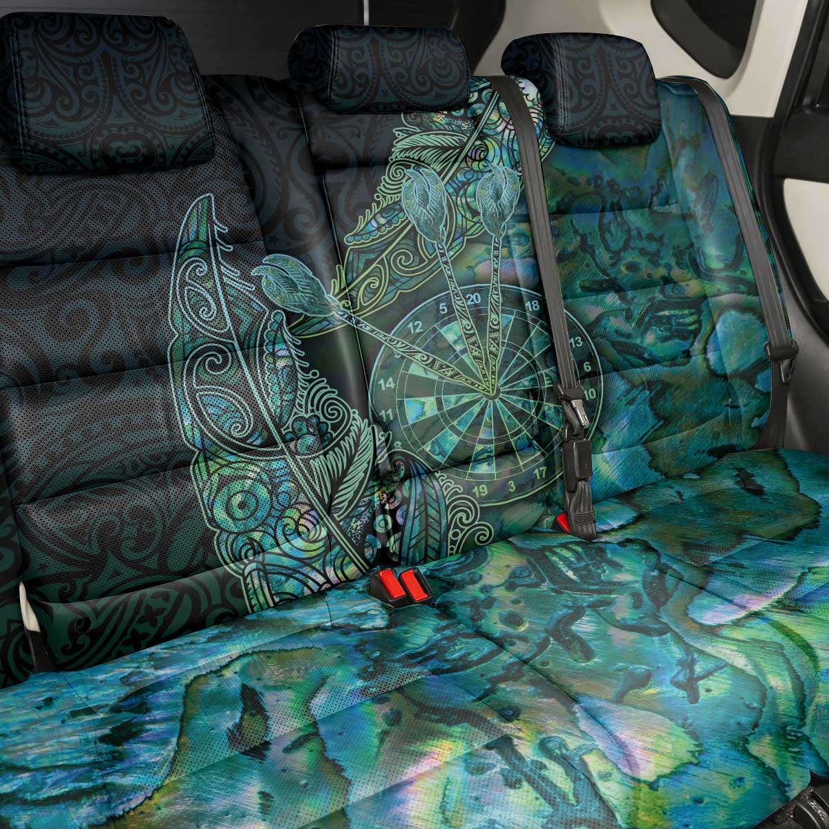 New Zealand Dart Back Car Seat Cover Maori Fern With Paua Shell DT05 - Polynesian Pride