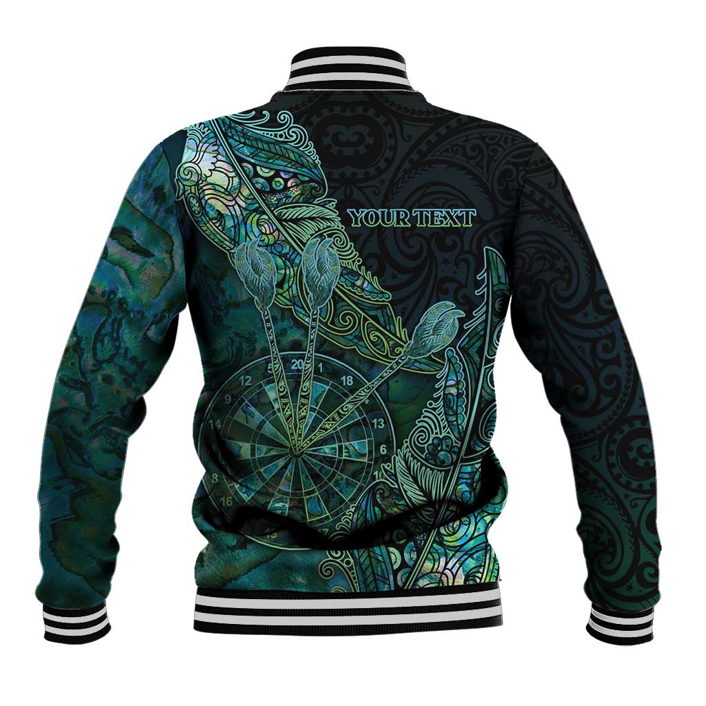 Personalised New Zealand Dart Baseball Jacket Maori Fern With Paua Shell - Polynesian Pride