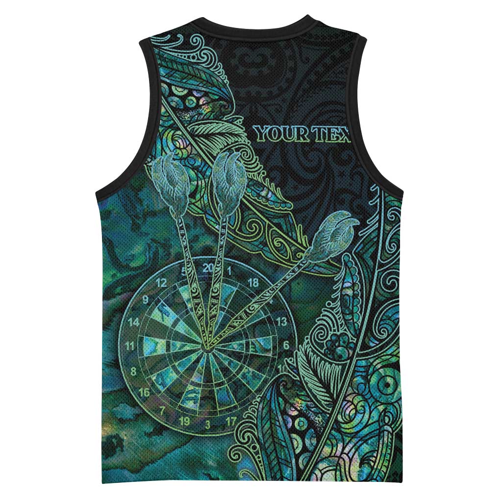Personalised New Zealand Dart Basketball Jersey Maori Fern With Paua Shell - Polynesian Pride