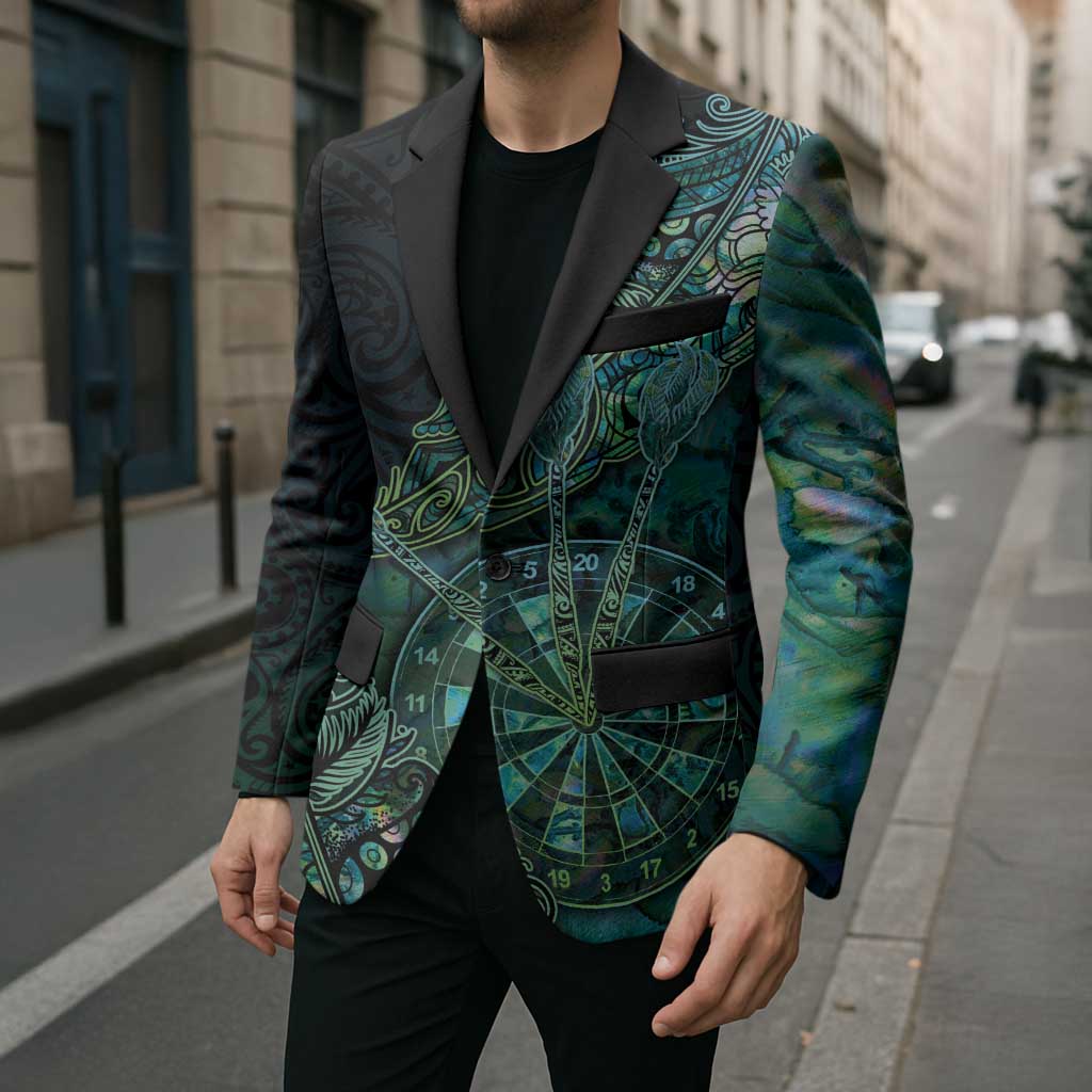 Personalised New Zealand Dart Blazer Maori Fern With Paua Shell - Polynesian Pride