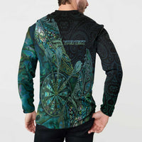 Personalised New Zealand Dart Button Sweatshirt Maori Fern With Paua Shell - Polynesian Pride