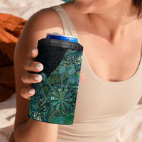 Personalised New Zealand Dart 4 in 1 Can Cooler Tumbler Maori Fern With Paua Shell - Polynesian Pride