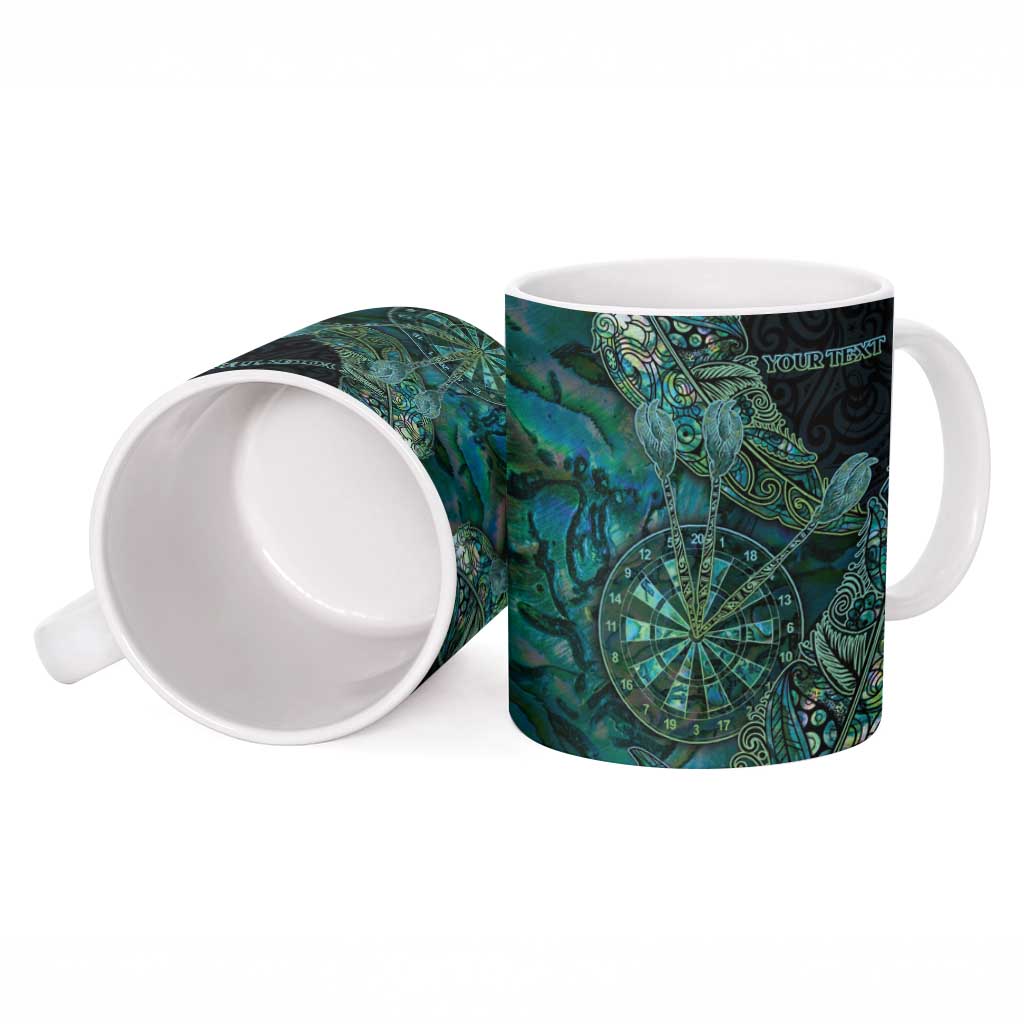 Personalised New Zealand Dart Ceramic Mug Maori Fern With Paua Shell - Polynesian Pride