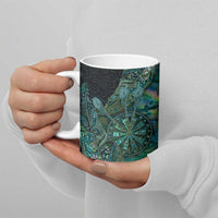 Personalised New Zealand Dart Ceramic Mug Maori Fern With Paua Shell - Polynesian Pride