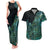 Personalised New Zealand Dart Couples Matching Tank Maxi Dress and Hawaiian Shirt Maori Fern With Paua Shell - Polynesian Pride