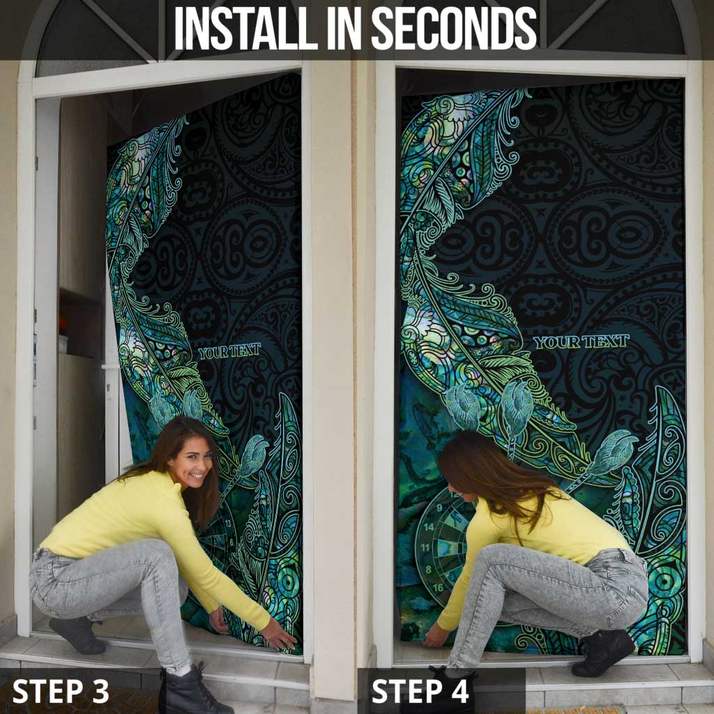 Personalised New Zealand Dart Door Cover Maori Fern With Paua Shell - Polynesian Pride