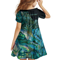 Personalised New Zealand Dart Family Matching Long Sleeve Bodycon Dress and Hawaiian Shirt Maori Fern With Paua Shell - Polynesian Pride