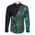 Personalised New Zealand Dart Family Matching Long Sleeve Bodycon Dress and Hawaiian Shirt Maori Fern With Paua Shell - Polynesian Pride